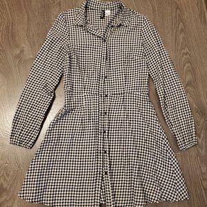 Gingham Print Shirt Dress